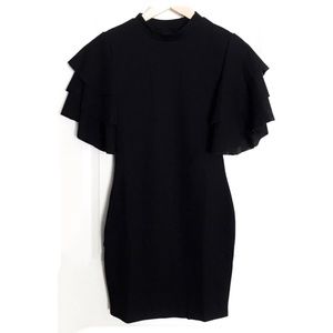 NWOT Ruffle Sleeved Little Black Dress